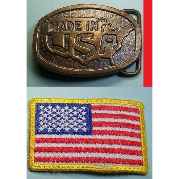 MADE in USA Smaller Belt Buckle & Free USA Flag Patch - Picture 1 of 2